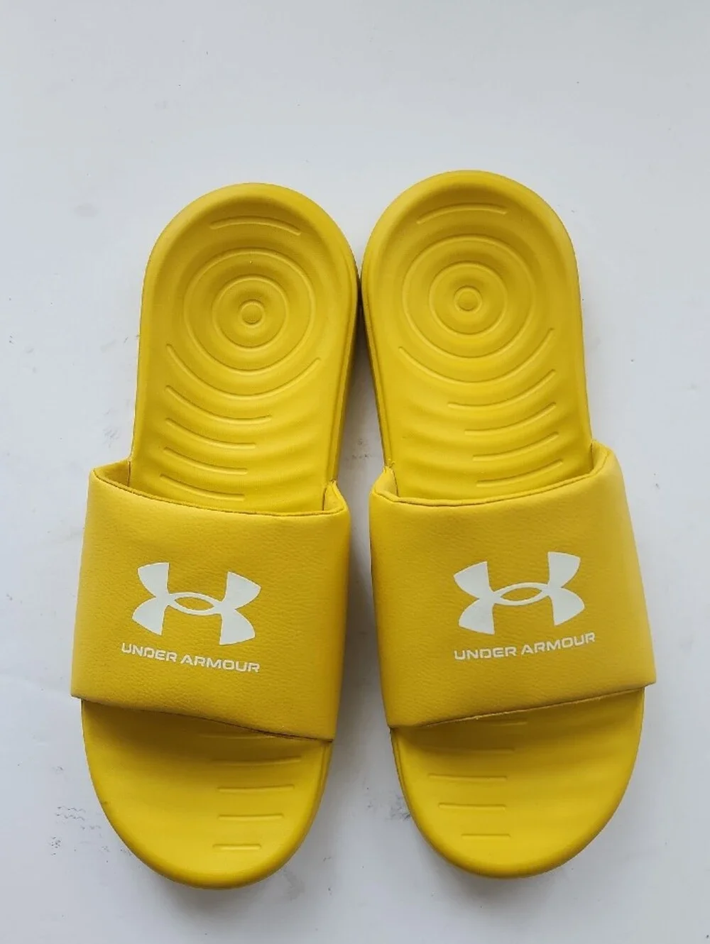 Under Armour Yellow Men's Slide Sandals with White Logo